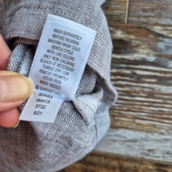 NWT Garnet Hill Meraki Linen Color Block Shift Dress Pocket White Grey - Picture 9 of 14